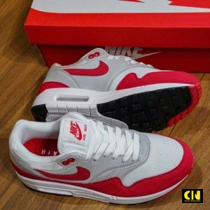 Giay The Thao Nam Nu Nike Air Max 1 Anniversary Red Do Trang Xam Giày Thể Thao Nam Nữ Nike Air Max 1 Anniversary Red Đỏ Trắng Xám