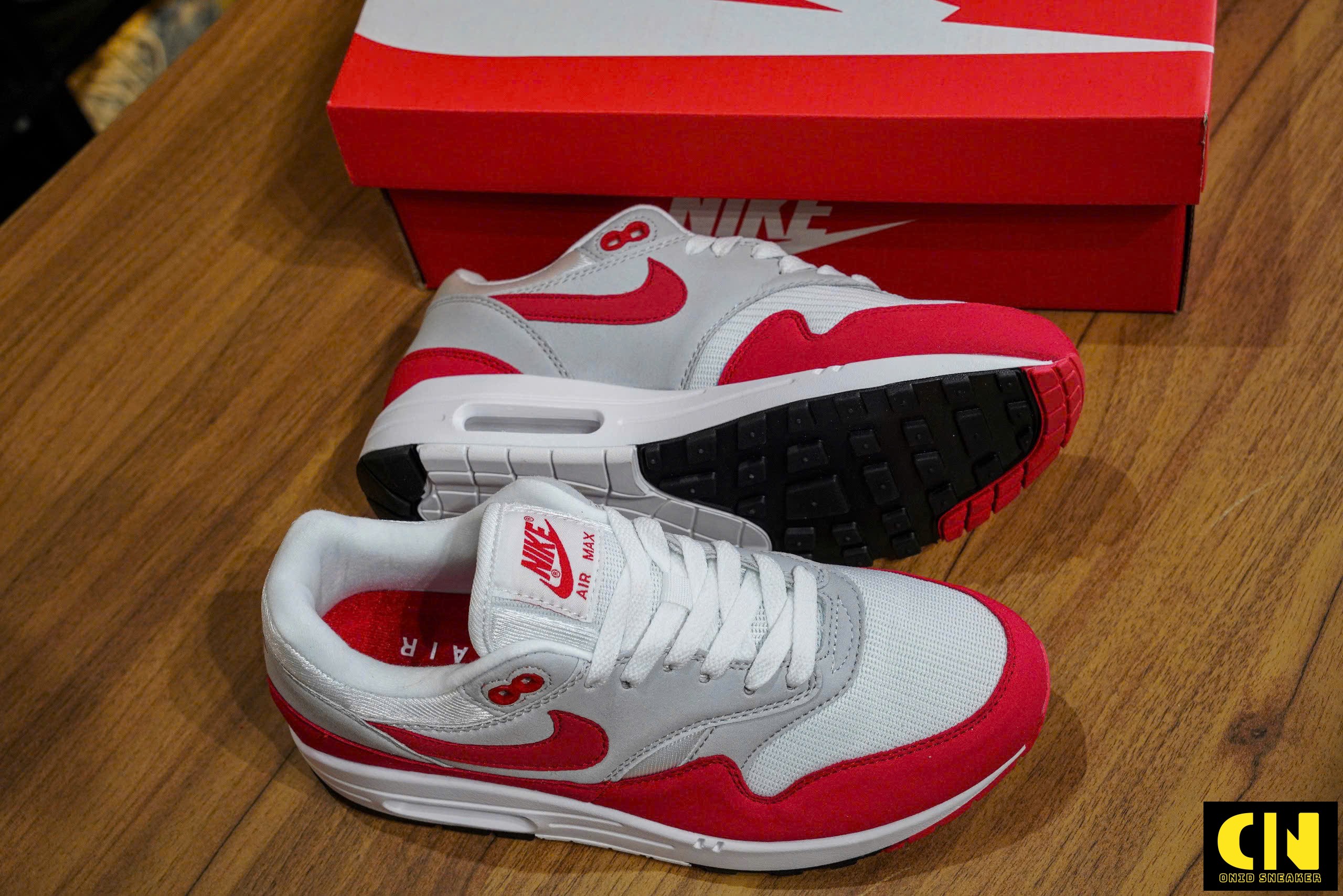 Giày Thể Thao Nam Nữ Nike Air Max 1 Anniversary Red Đỏ Trắng Xám Giày Thể Thao Nam Nữ Nike Air Max 1 Anniversary Red Đỏ Trắng Xám