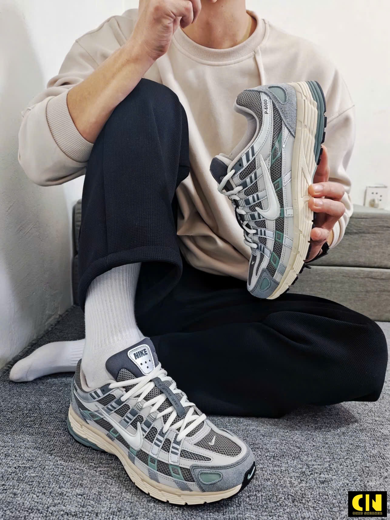 Giày Thể Thao Nike P-6000 Phiên Bản Mới Trắng Xám Mint Nhạt Giày Thể Thao Nike P-6000 Phiên Bản Mới Trắng Xám Mint Nhạt