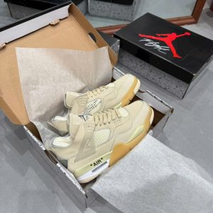 Giay The Thao Unisex Jordan 4 Retro Off White Sail Mau Kem Giày Thể Thao Unisex Jordan 4 Retro Off-White Sail Màu Kem
