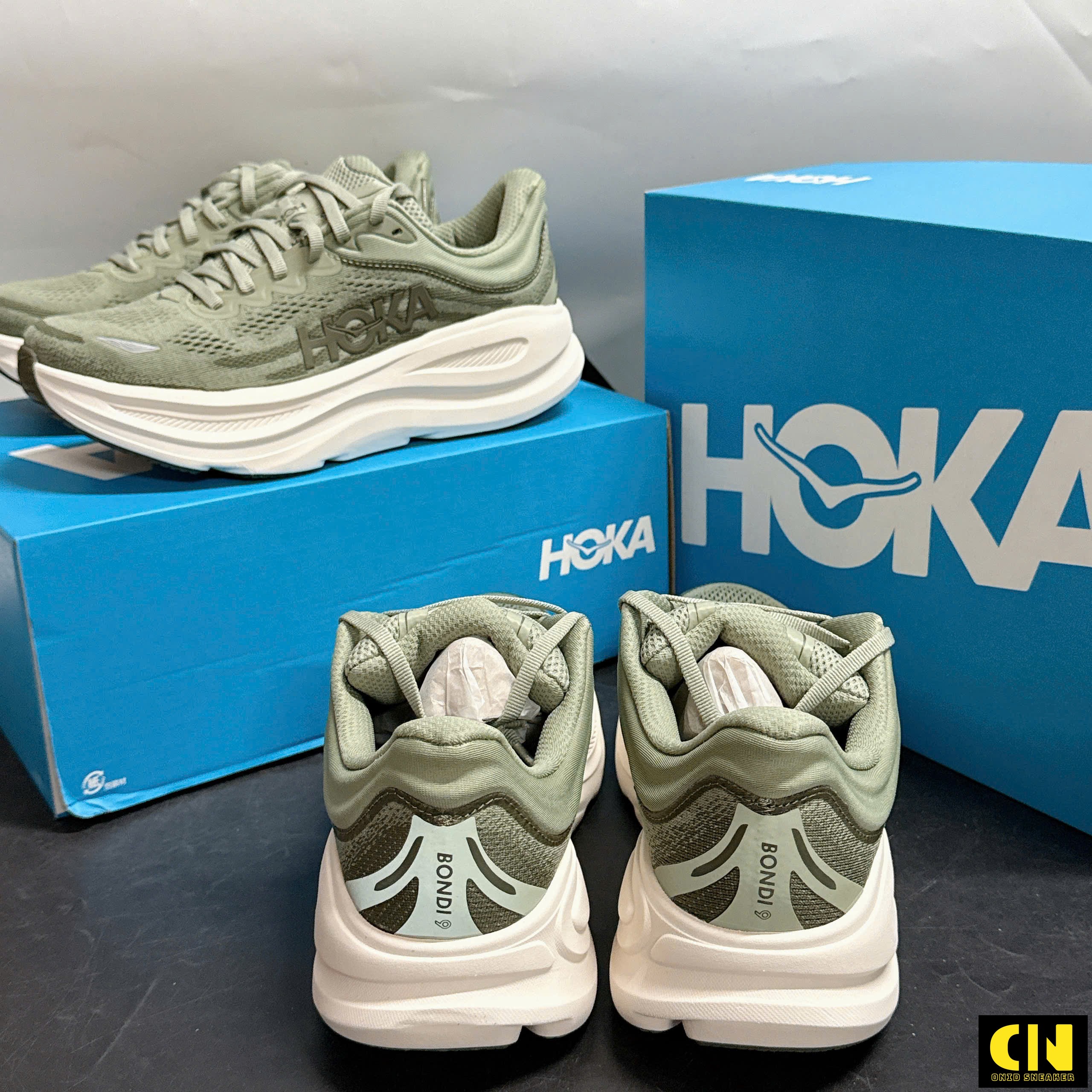 Giày Thời Trang Hoka Bondi 9 Xanh Mint Đế Trắng Kem Giày Thời Trang Hoka Bondi 9 Xanh Mint Đế Trắng Kem