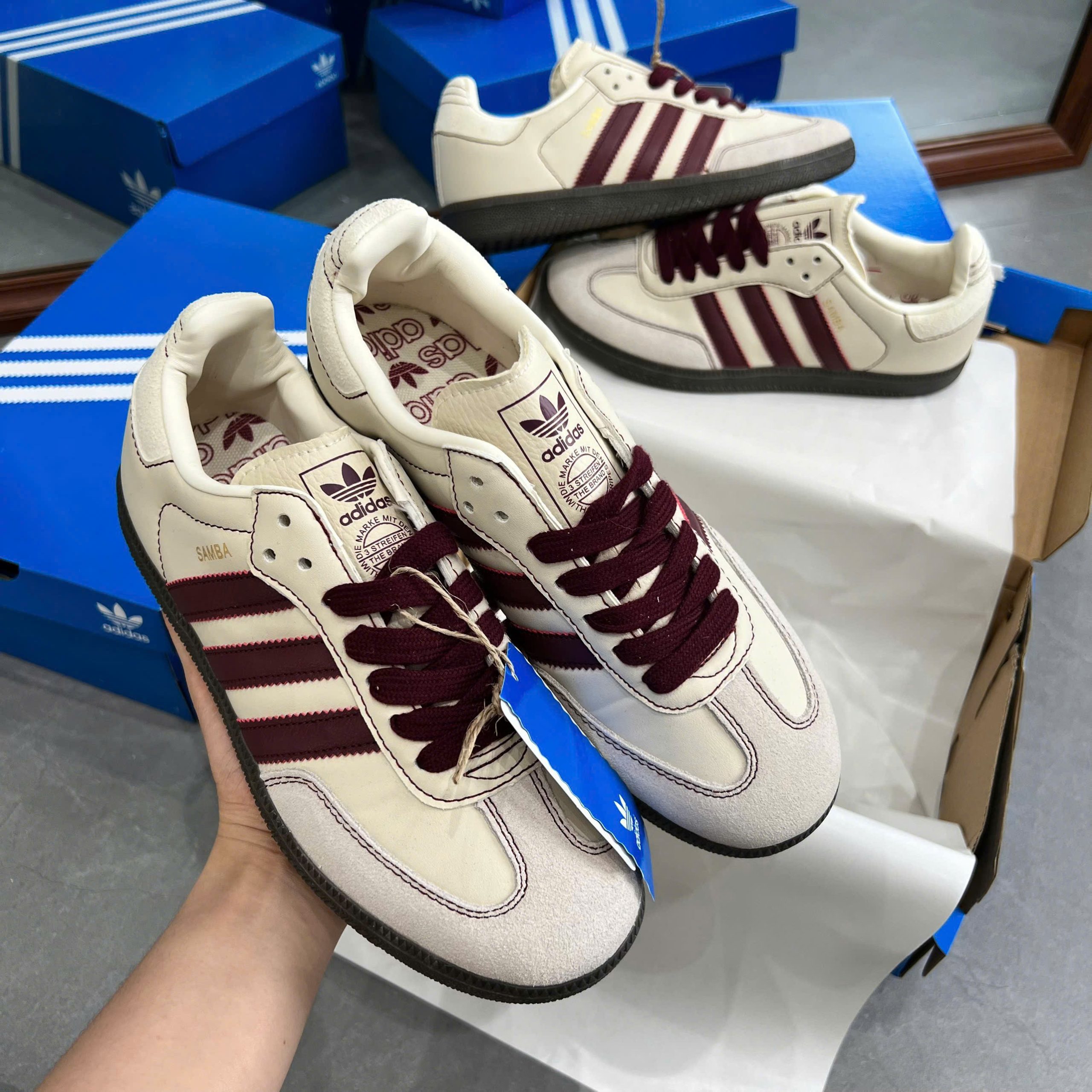 Giày Adidas Samba Og Wonder White Maroon Đỏ Đô Giày Adidas Samba OG Wonder White Maroon Đỏ Đô