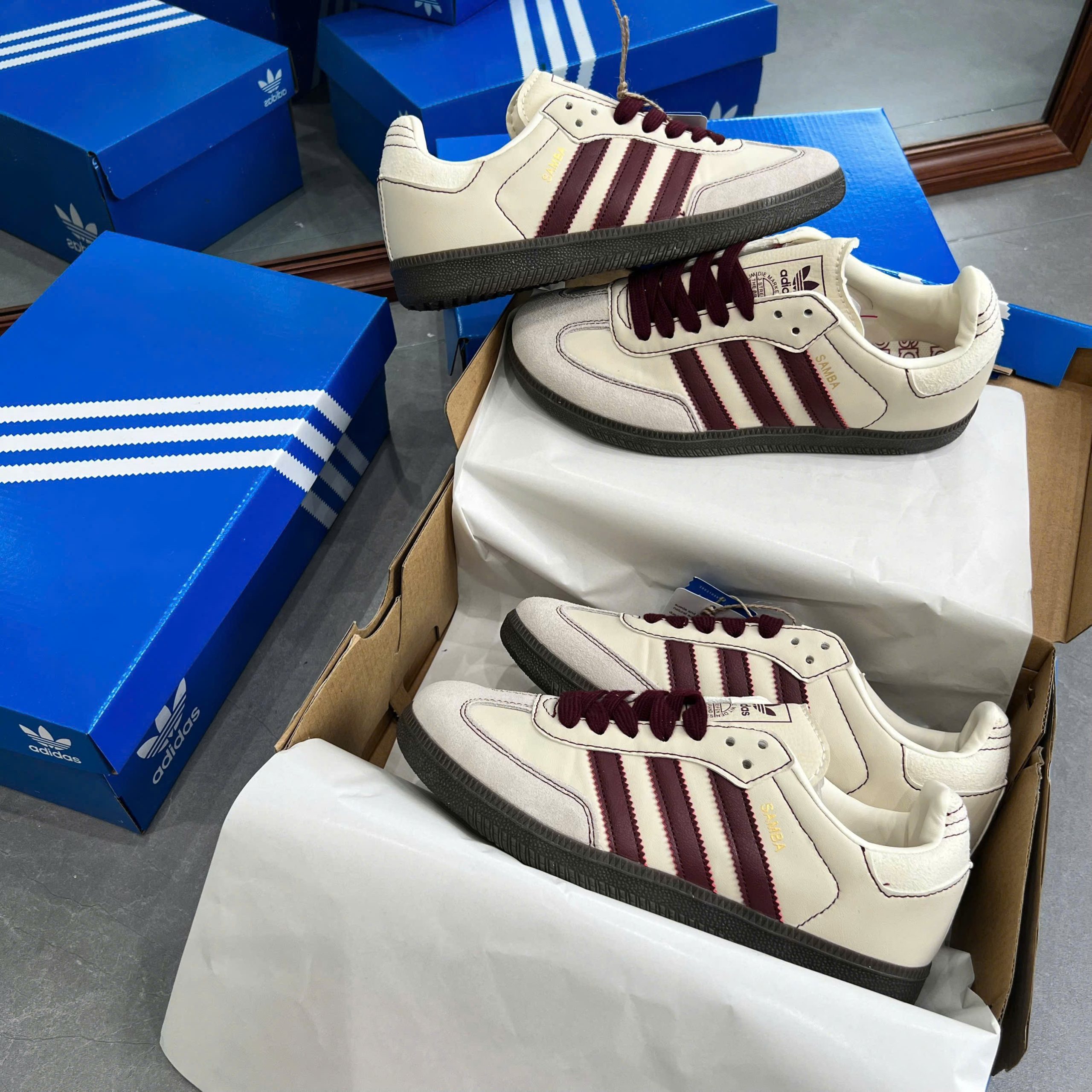 Giày Adidas Samba Og Wonder White Maroon Giá Tốt Giày Adidas Samba OG Wonder White Maroon Giá Tốt