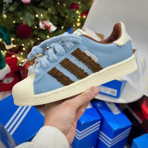 Giay Adidas Superstar Ii Xanh Duong Soc Nau Co Long Giày Adidas Superstar II Xanh Dương Sọc Nâu Cổ Lông