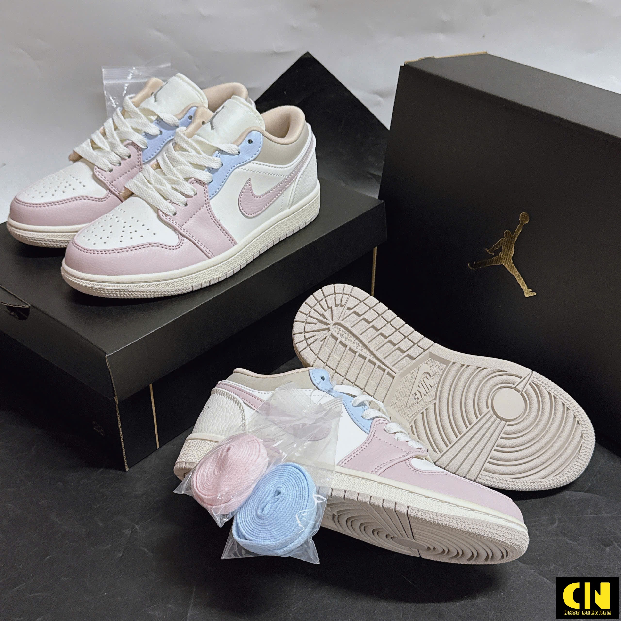 Giày Air Jordan 1 Low Cổ Thấp Màu Trắng Hồng Xanh Giày Air Jordan 1 Low Cổ Thấp Màu Trắng Hồng Xanh