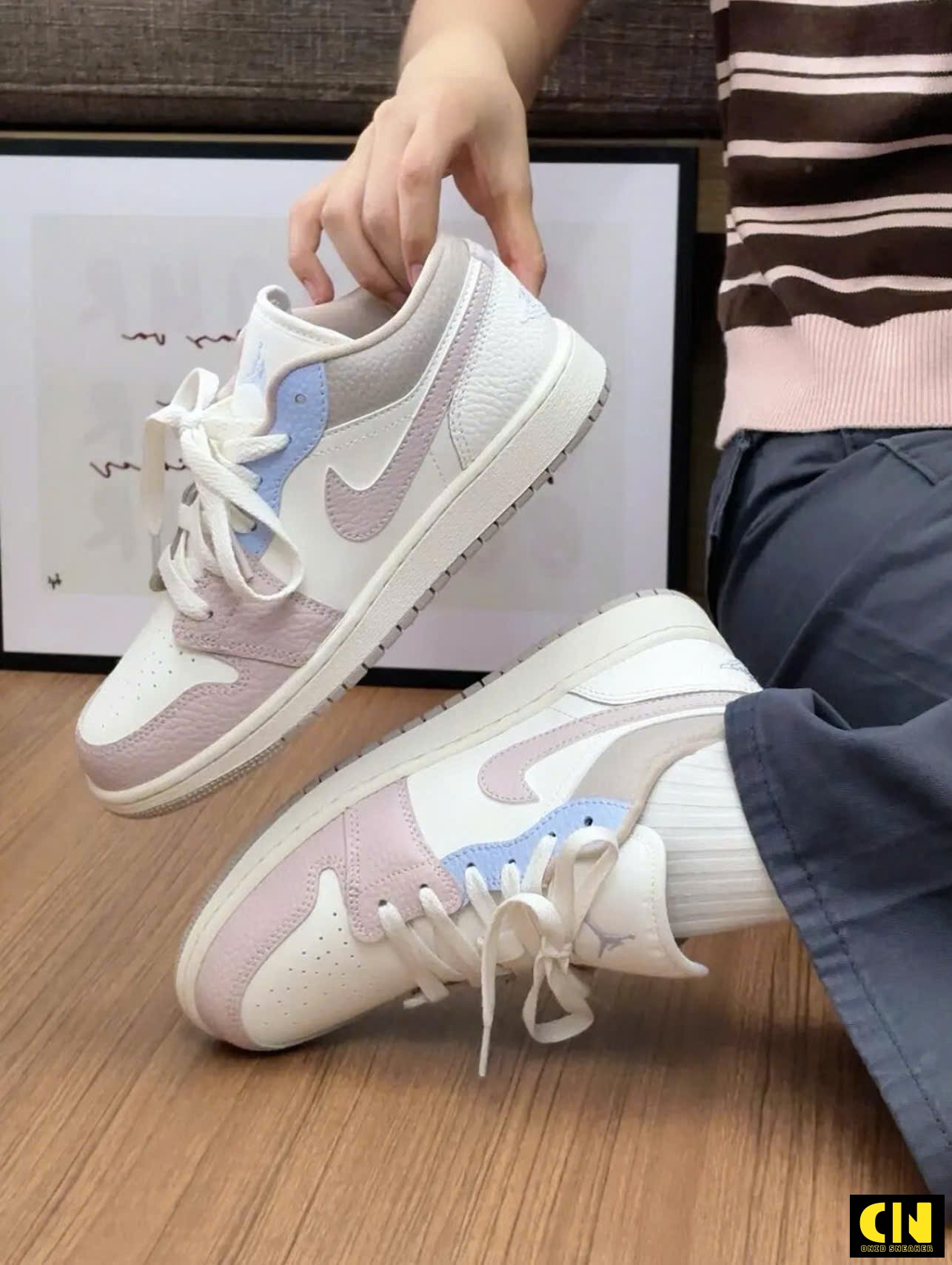 Giày Air Jordan 1 Low Sail Silt Hồng Xanh Dương Giày Air Jordan 1 Low Sail Silt Hồng Xanh Dương