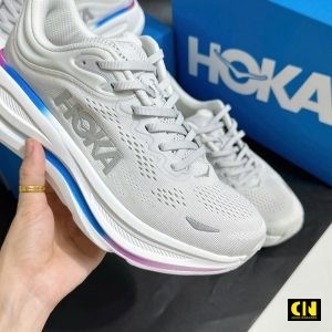 Giay Chay Bo Hoka Bondi 9 Cosmic Grey White Nu Nam Em Ai Giày Chạy Bộ HOKA Bondi 9 Cosmic Grey White Nữ Nam Êm Ái