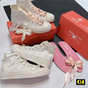 Giay Converse 1970S Wedding Brocade High Top White Fullbox Giày Converse 1970s Wedding Brocade High Top White Fullbox