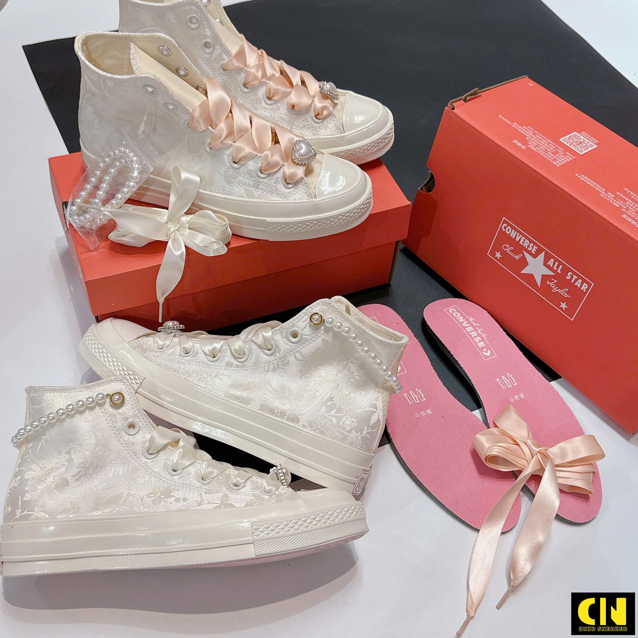 Giày Converse 1970S Wedding Brocade High Top White Fullbox Giày Converse 1970s Wedding Brocade High Top White Fullbox