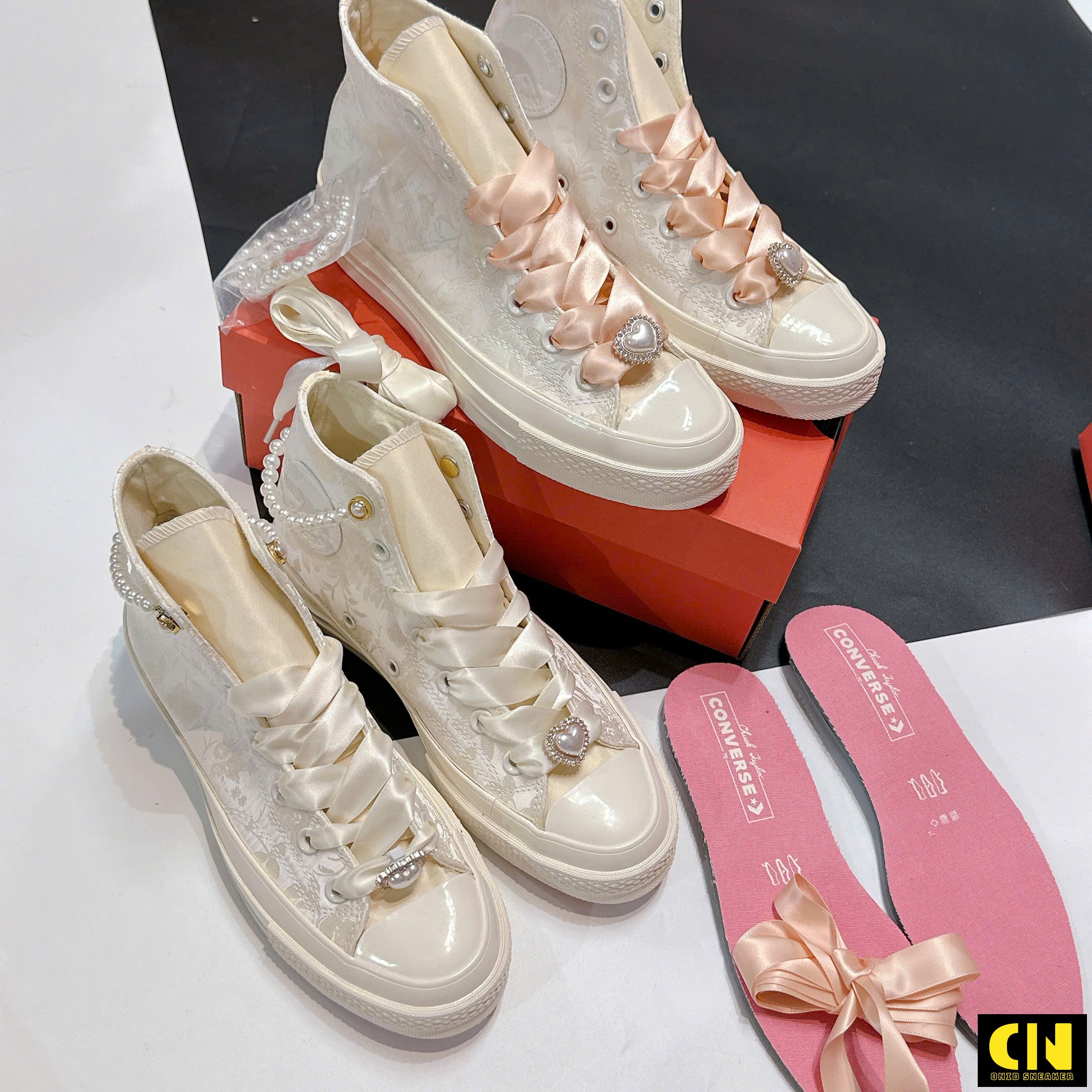 Giày Converse Chuck 70 Wedding Brocade High Top White Fullbox Giày Converse Chuck 70 Wedding Brocade High Top White Fullbox