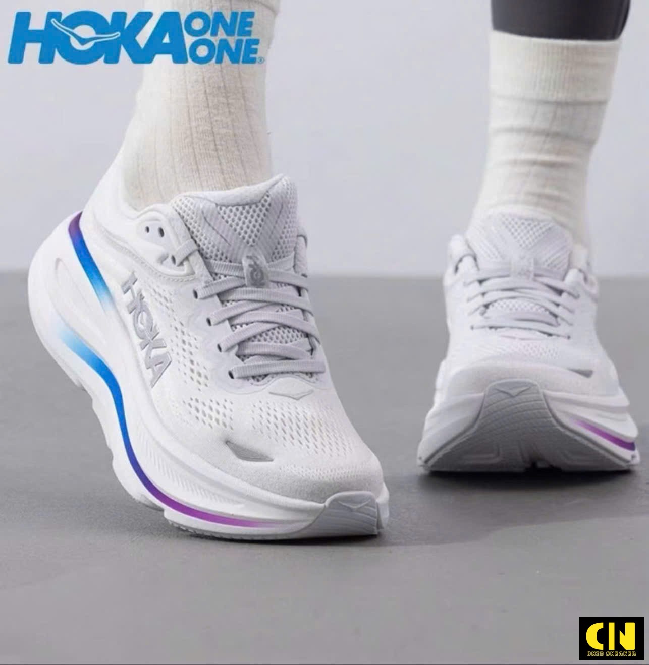 Giày Hoka Bondi 9 Cosmic Grey White Đế Êm Nhẹ Nhàng Giày HOKA Bondi 9 Cosmic Grey White Đế Êm Nhẹ Nhàng