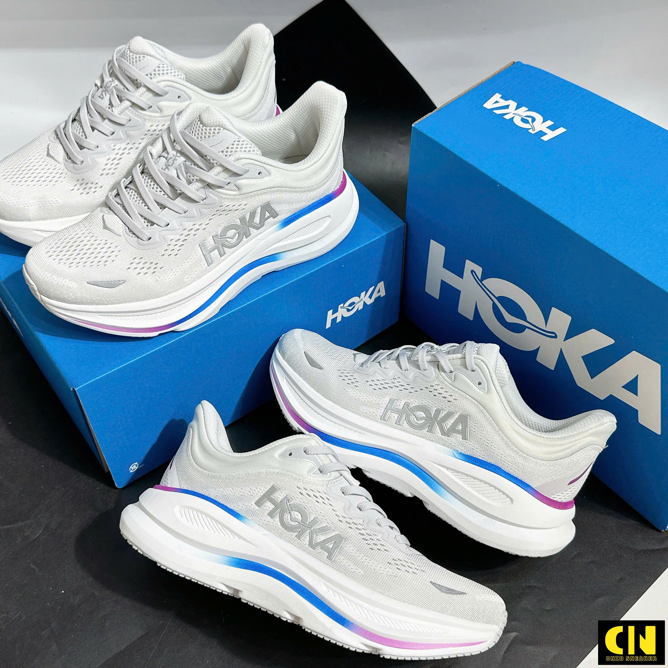 Giày Hoka Women Bondi 9 Cosmic Grey White Giày HOKA Women Bondi 9 Cosmic Grey White