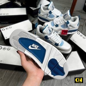 Giay Jordan 4 Retro Gs Military Blue Xanh Trang Giày Jordan 4 Retro GS Military Blue Xanh Trắng
