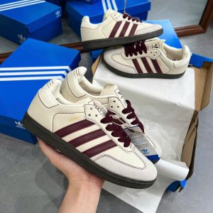 Giay Nam Nu Adidas Samba Og Wonder White Maroon Giày Nam Nữ Adidas Samba OG Wonder White Maroon
