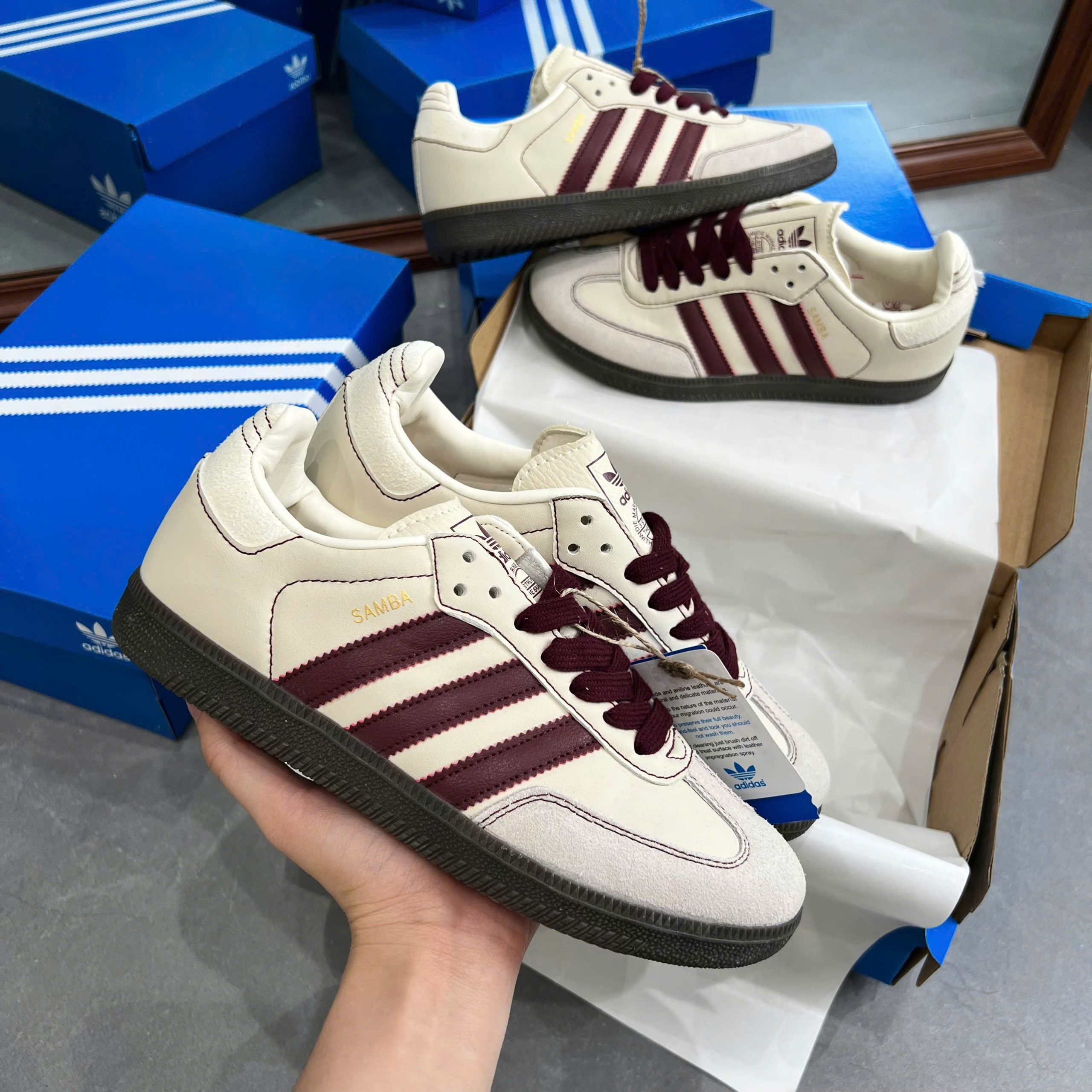 Giày Nam Nữ Adidas Samba Og Wonder White Maroon Giày Nam Nữ Adidas Samba OG Wonder White Maroon