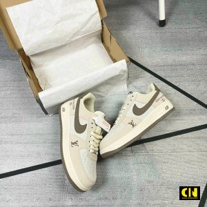 Giay Nike Air Force 1 Lv Louis Vuitton Phoi Mau Nau Kem Giày Nike Air Force 1 LV Louis Vuitton Phối Màu Nâu Kem