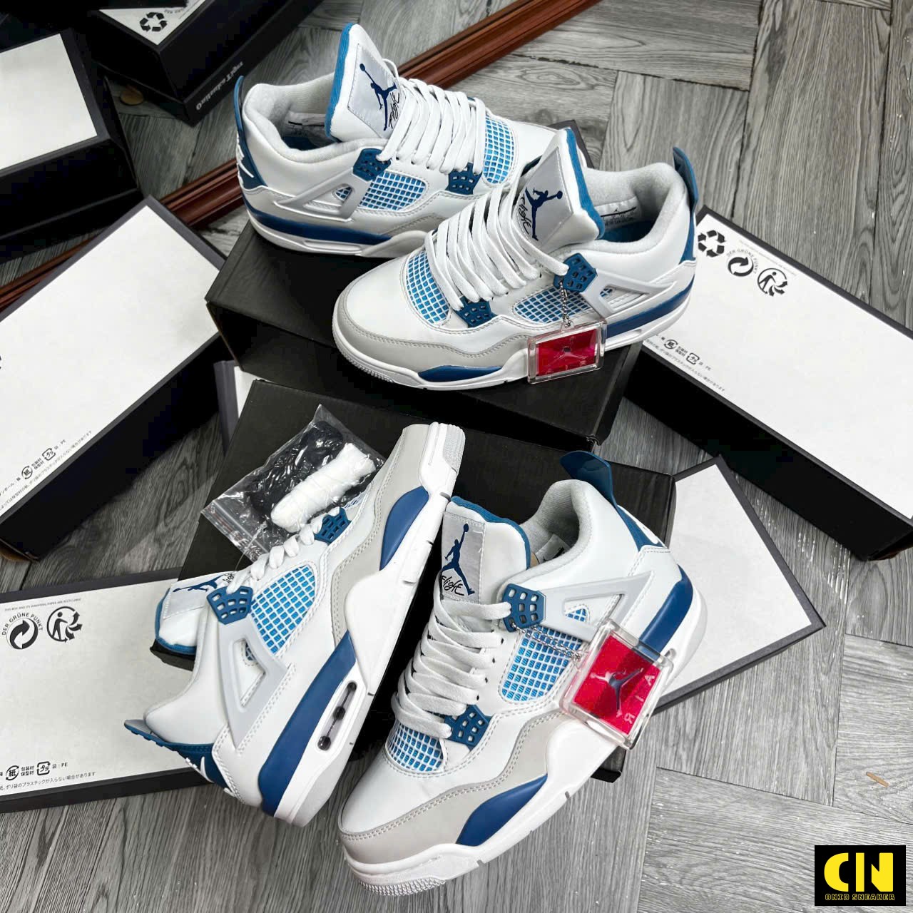 Giày Sneaker Nike Air Jordan 4 Retro Gs Military Blue Best Quality Giày Sneaker Nike Air Jordan 4 Retro GS Military Blue Best Quality