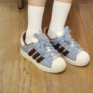 Giay Sneaker Nu Adidas Superstar Ii Blue Brown Star Hot Trend Giày Sneaker Nữ Adidas Superstar II Blue Brown Star Hot Trend