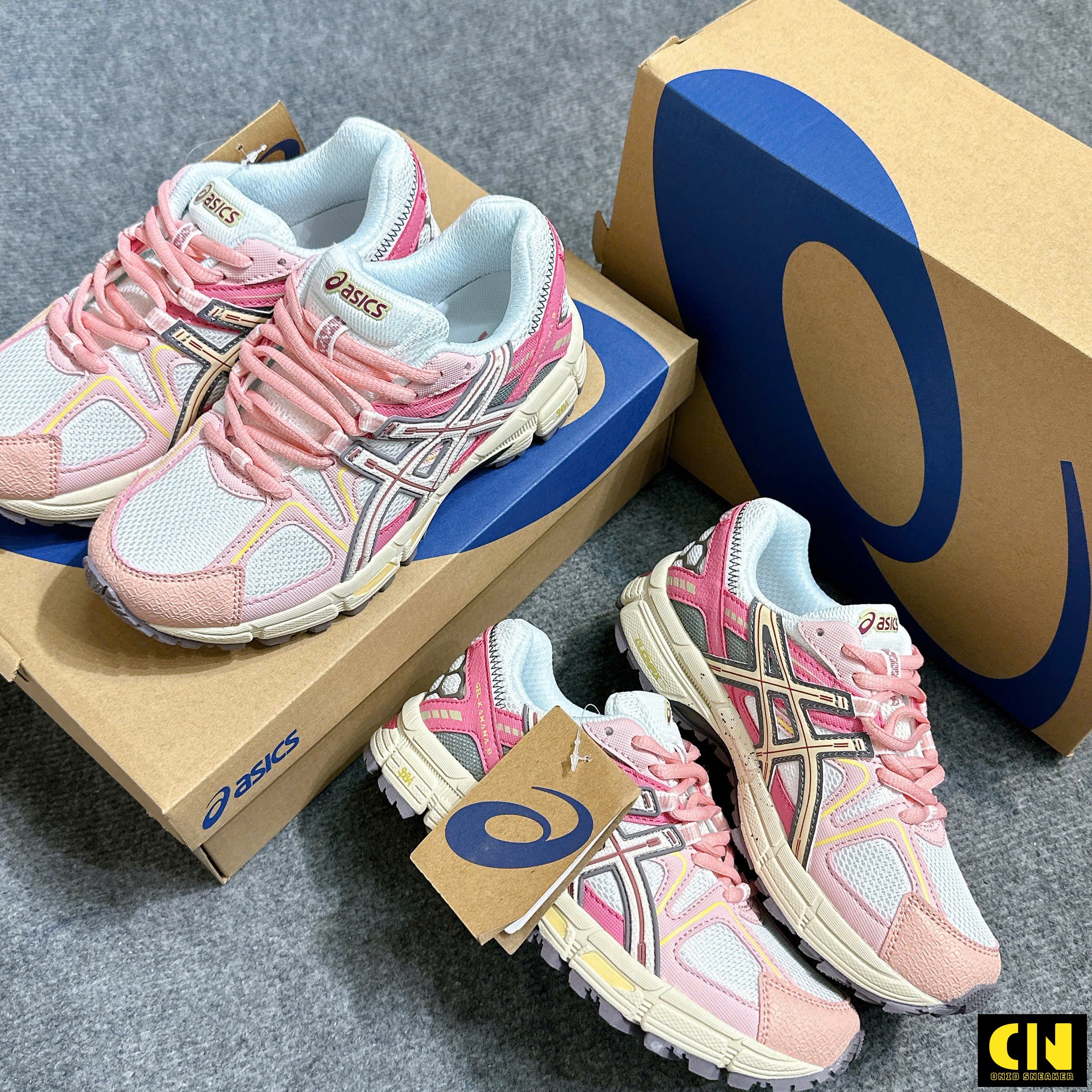 Giày Sneaker Nữ Asics Gel Kahana 8 Trắng Phối Hồng Giày Sneaker Nữ Asics Gel Kahana 8 Trắng Phối Hồng