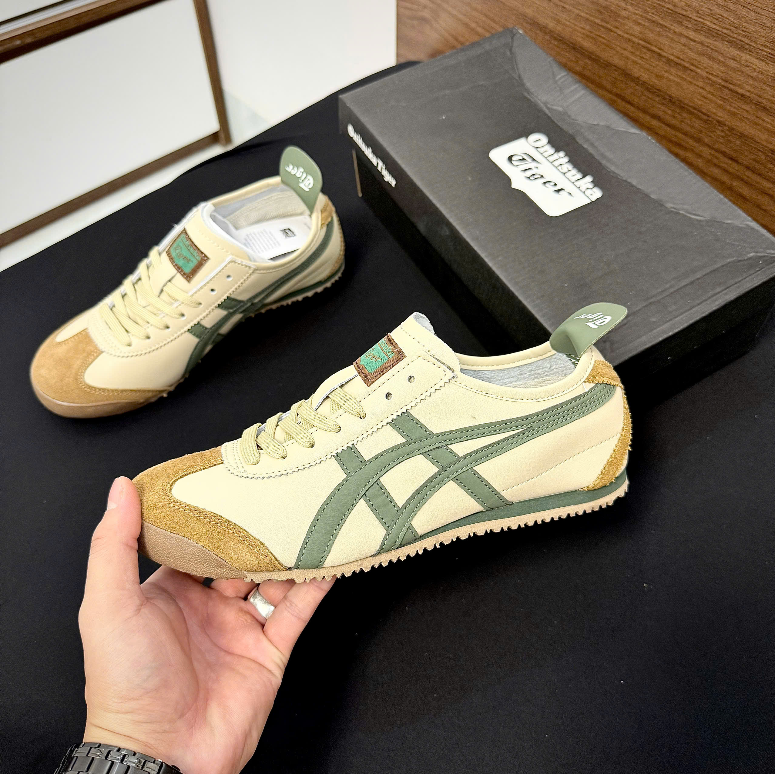 Giày Sneaker Onitsuka Tiger Mexico 66 Beige Green Bản Chuẩn Form Giày Sneaker Onitsuka Tiger Mexico 66 Beige Green Bản Chuẩn Form