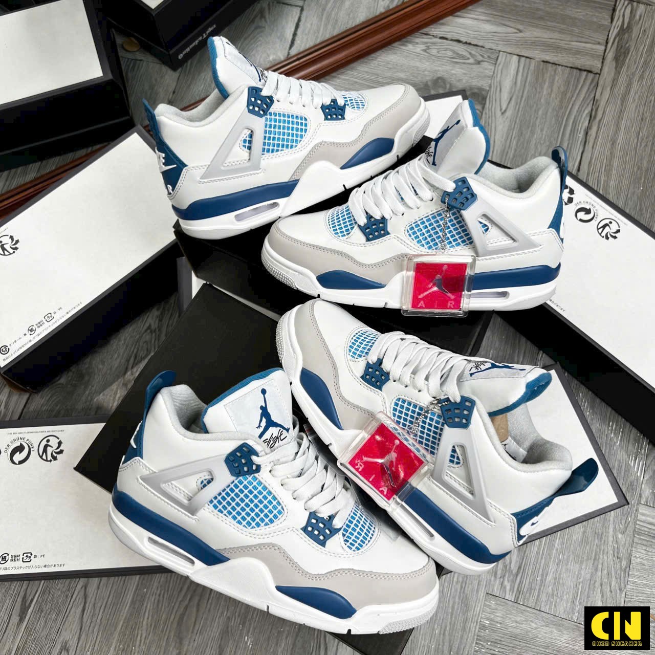 Giày Thể Thao Nam Nữ Nike Air Jordan 4 Retro Gs Military Blue Giày Thể Thao Nam Nữ Nike Air Jordan 4 Retro GS Military Blue