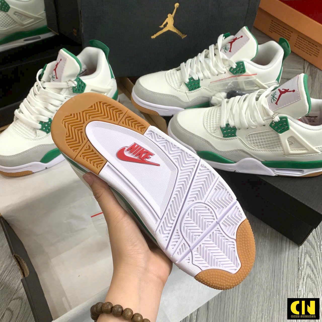 Giày Thể Thao Nike Air Jordan 4 Retro Pine Green Gray Giày Thể Thao Nike Air Jordan 4 Retro Pine Green Gray