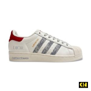 Giay Adidas Superstar Dior White Gray Red Fullbox 1 Giày Adidas Superstar Dior White Gray Red Fullbox