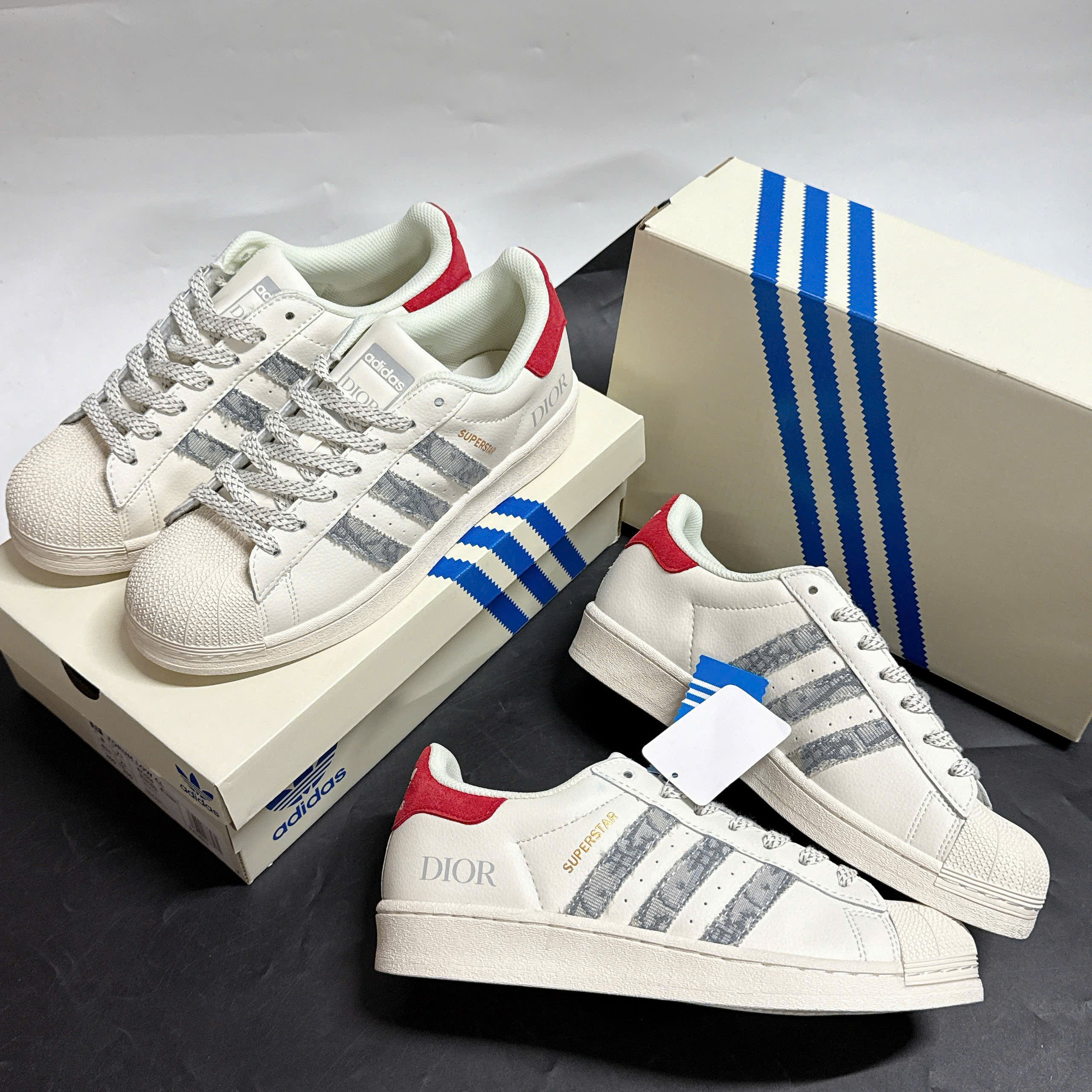 Giày Adidas Superstar Dior White Gray Red Fullbox Giày Adidas Superstar Dior White Gray Red Fullbox
