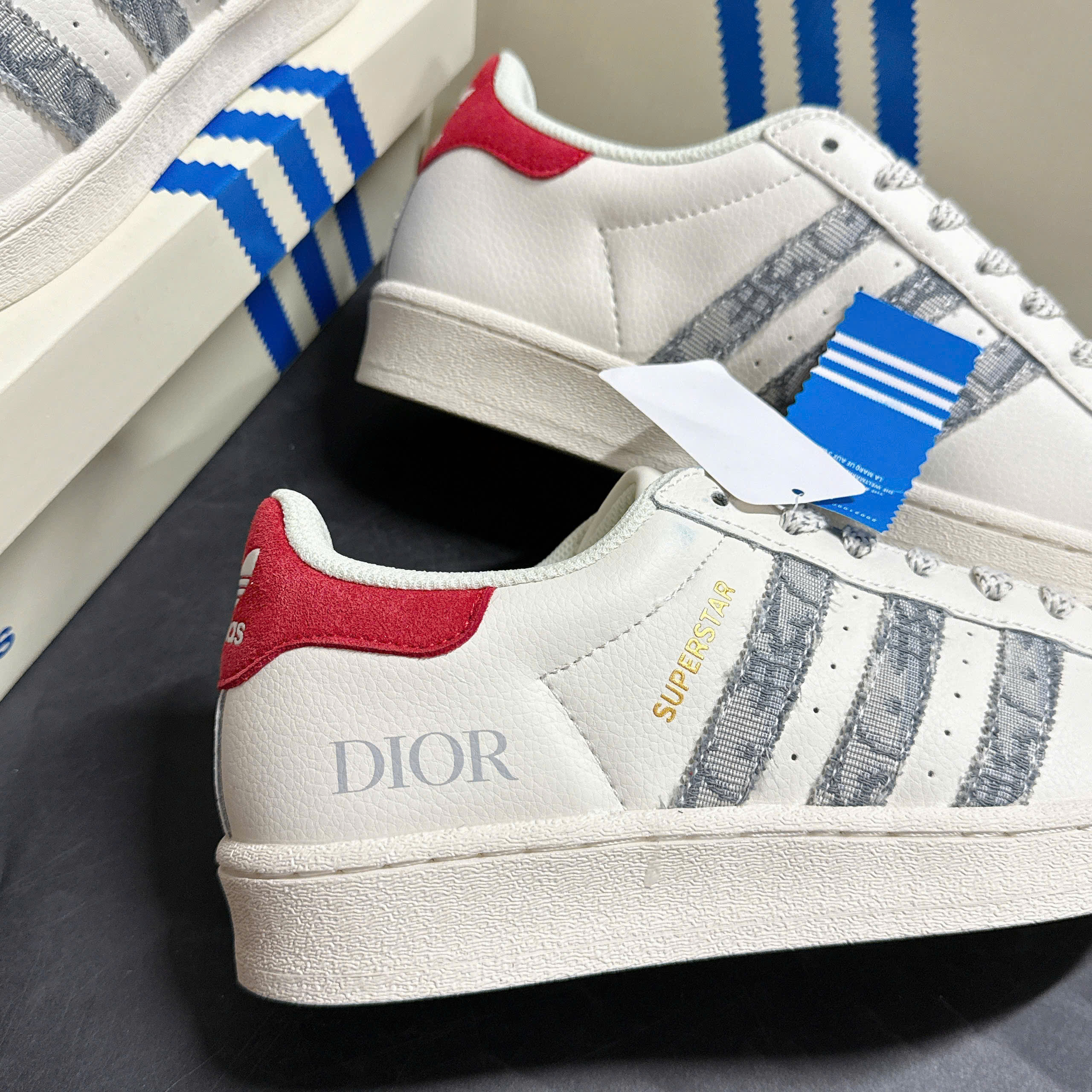 Giày Adidas Superstar Dior White Gray Red Giày Adidas Superstar Dior White Gray Red