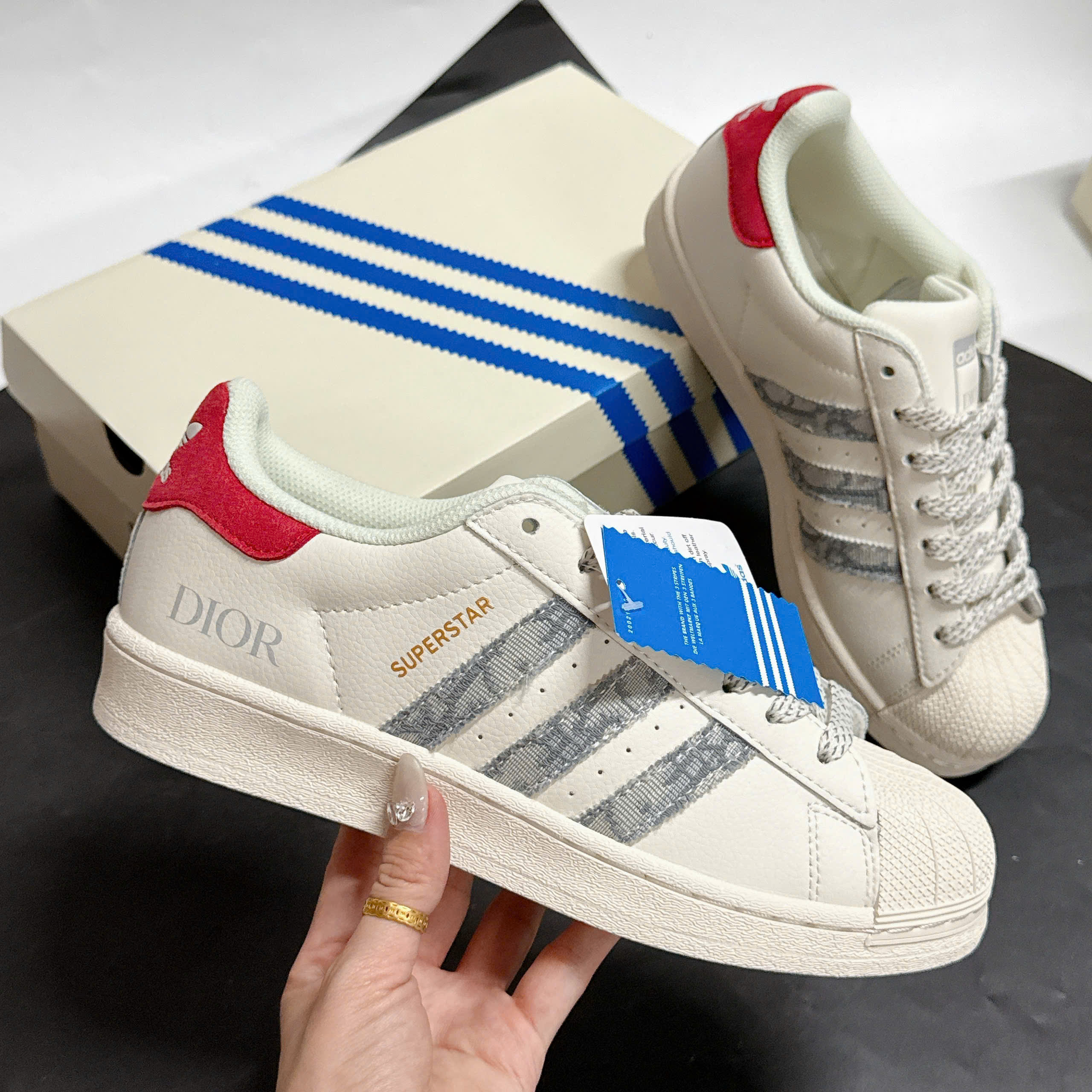 Giày Adidas Superstar Dior White Grey Red Giày Adidas Superstar Dior White Grey Red
