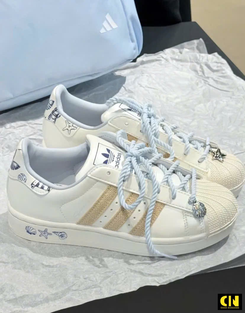 Giày Adidas Superstar Ii Pearl White Blue Brown Giày Adidas Superstar II Pearl White Blue Brown