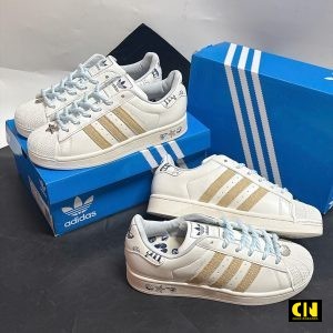 Giay Adidas Superstar Ii Pearl White Trang Day Thung Xanh Duong Giày Adidas Superstar II Pearl White Trắng Dây Thừng Xanh Dương