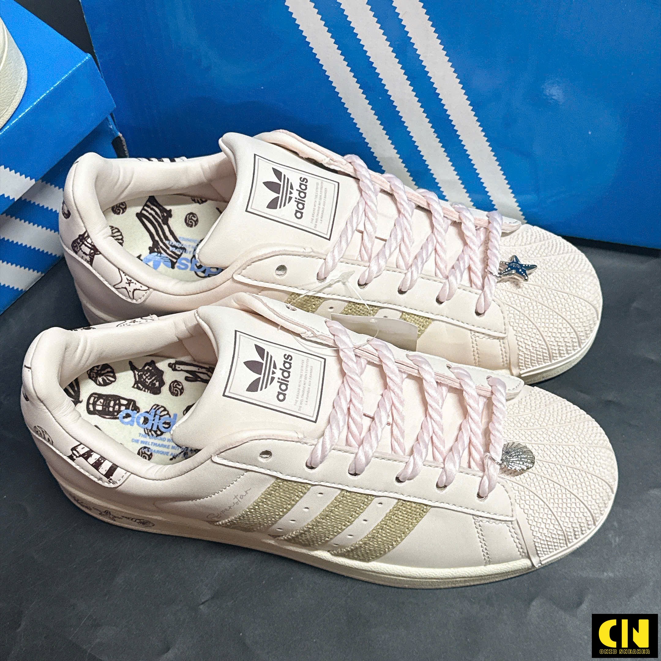 Giày Adidas Superstar Ii Pink Pastel Brown Dây Thừng Hồng Giày Adidas Superstar II Pink Pastel Brown Dây Thừng Hồng