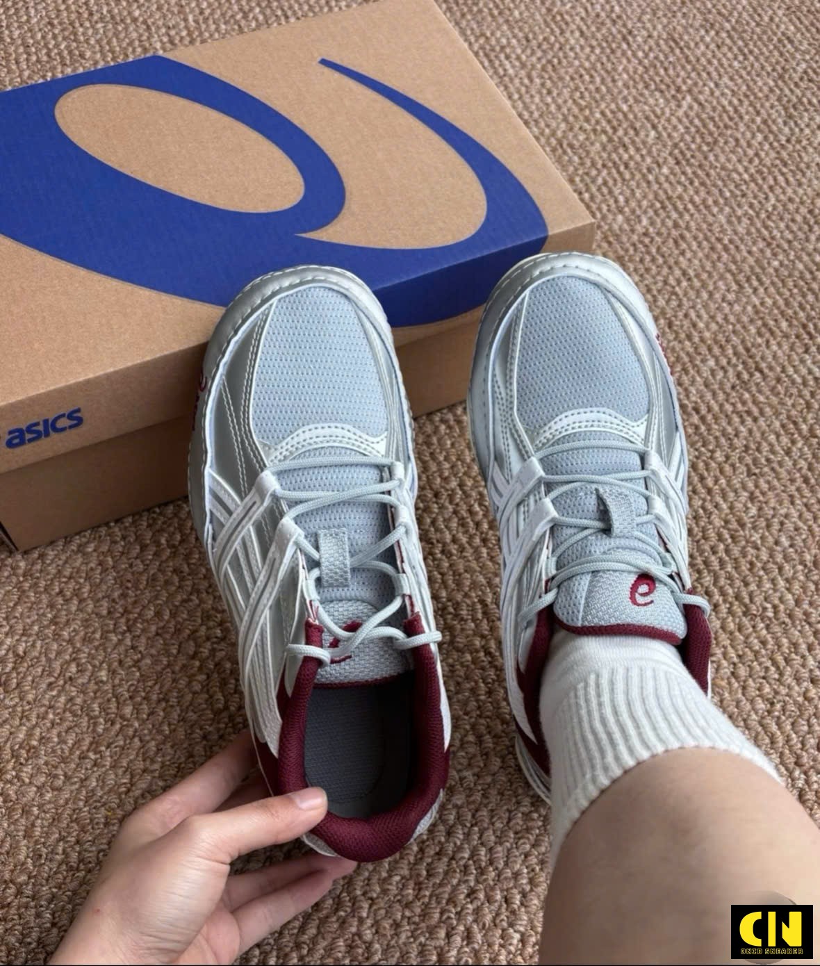 Giày Asics Hypersync Piedmont Grey Pure Silver Đỏ Burgundy Giày Asics Hypersync Piedmont Grey Pure Silver Đỏ Burgundy