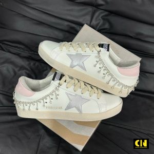Giay Golden Goose Superstar White Pink Crystal Chain Giày Golden Goose Superstar White Pink Crystal Chain