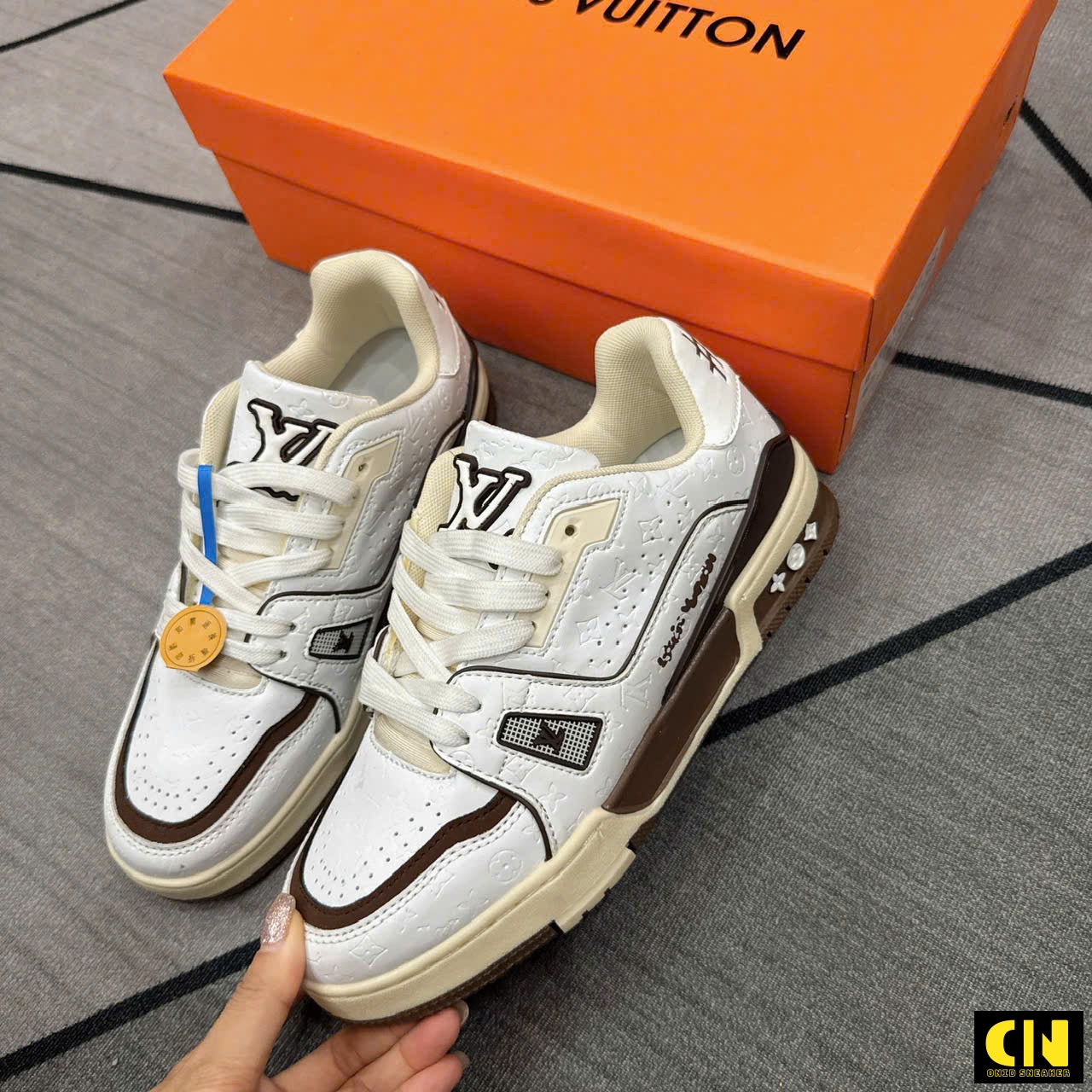 Giày Louis Vuitton Lv 54 Trainer White Brown Nâu Trắng Giày Louis Vuitton LV 54 Trainer White Brown Nâu Trắng