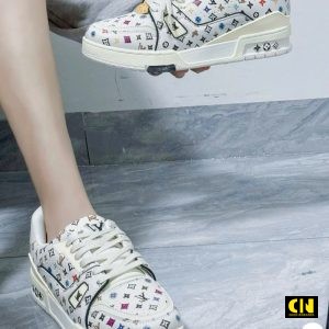 Giay Louis Vuitton Lv Trainer 54 Beige White Multicolor Hoa Tiet Giày Louis Vuitton LV Trainer 54 Beige White Multicolor Họa Tiết