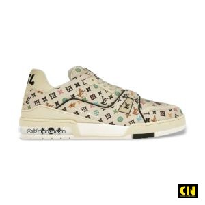 Giay Louis Vuitton Lv Trainer 54 Beige White Multicolor Monogram Giày Louis Vuitton LV Trainer 54 Beige White Multicolor Monogram