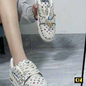 Giay Louis Vuitton Lv Trainer 54 Trang Hoa Tiet Giày Louis Vuitton LV Trainer 54 Trắng Họa Tiết