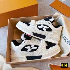 Giay Louis Vuitton Lv Trainer Cream Black Giày Louis Vuitton LV Trainer Cream Black