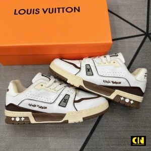 Giay Louis Vuitton Lv Trainer White Mocha Giày Louis Vuitton LV Trainer White Mocha