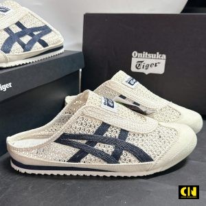 Giay Luoi Nam Nu Onitsuka Tiger Mexico 66 Slip Beige Blue Giày Lười Nam Nữ Onitsuka Tiger Mexico 66 Slip Beige Blue