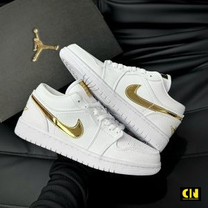 Giay Nike Air Jordan 1 Low White Metallic Gold Giày Nike Air Jordan 1 Low White Metallic Gold
