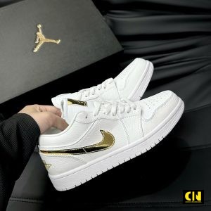 Giay Nike Air Jordan 1 Low White Metallic Gold Co Thap Giày Nike Air Jordan 1 Low White Metallic Gold Cổ Thấp