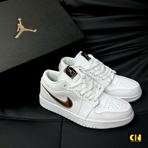 Giay Nike Air Jordan 1 Low White Metallic Gold Trang Vang Giày Nike Air Jordan 1 Low White Metallic Gold Trắng Vàng