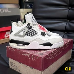 Giay Nike Air Jordan 4 Retro Military Black Trang Den Xam Giày Nike Air Jordan 4 Retro Military Black Trắng Đen Xám
