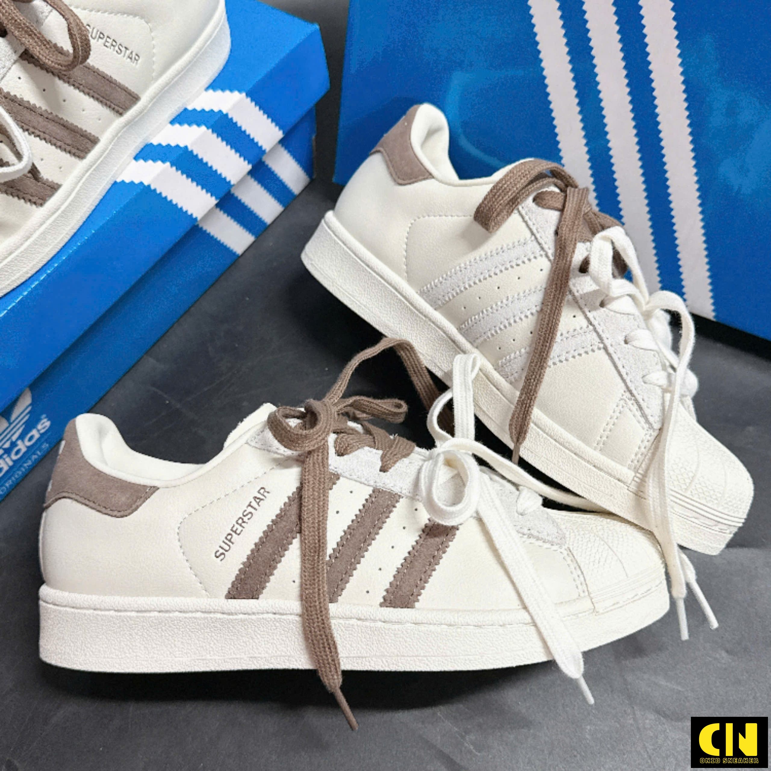 Giày Nữ Adidas Originals Superstar Màu Kem Nâu Giày Nữ Adidas Originals Superstar Màu Kem Nâu