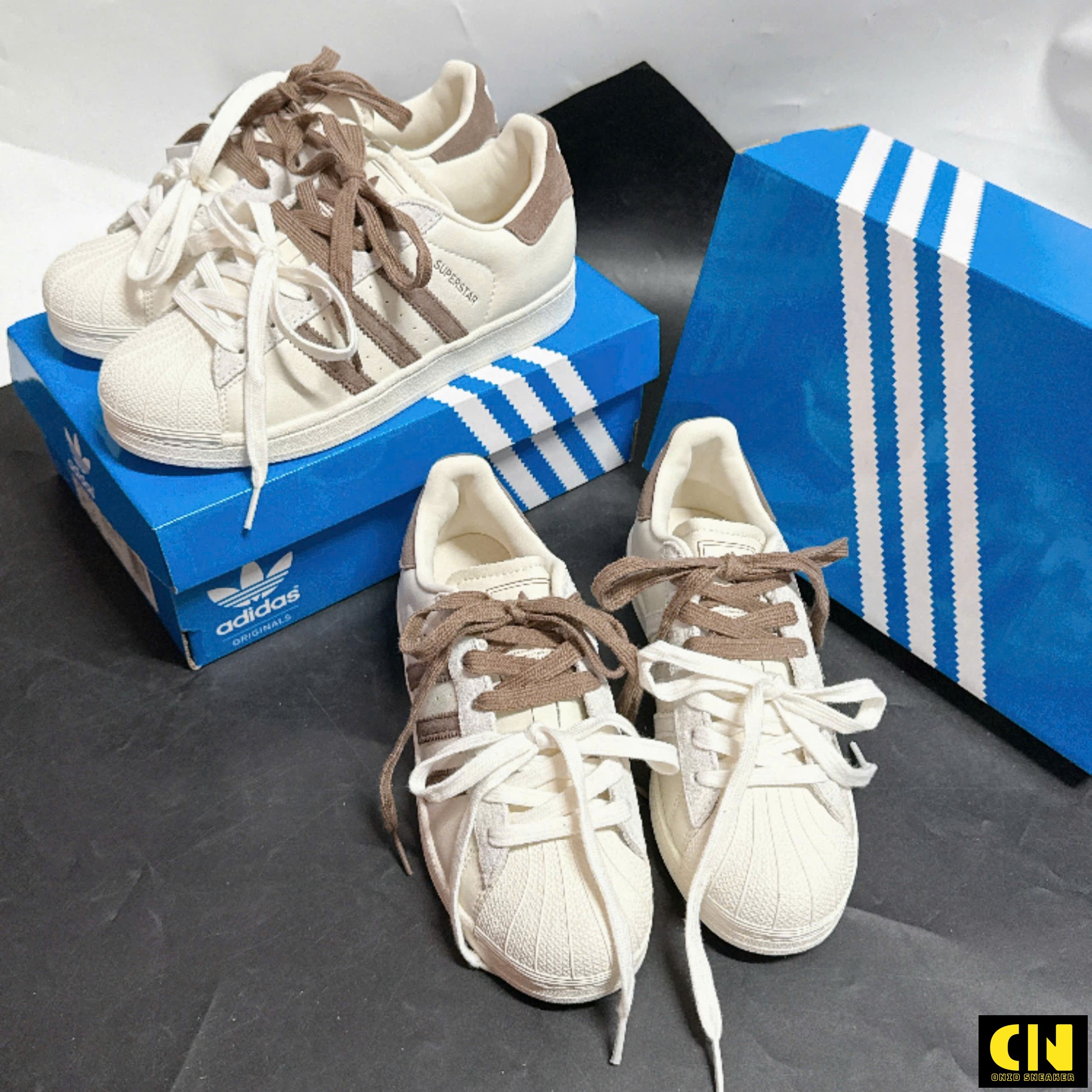 Giày Nữ Adidas Superstar Ii Latte Phối Dây Nâu Trắng Giá Tốt Giày Nữ Adidas Superstar II Latte Phối Dây Nâu Trắng Giá Tốt