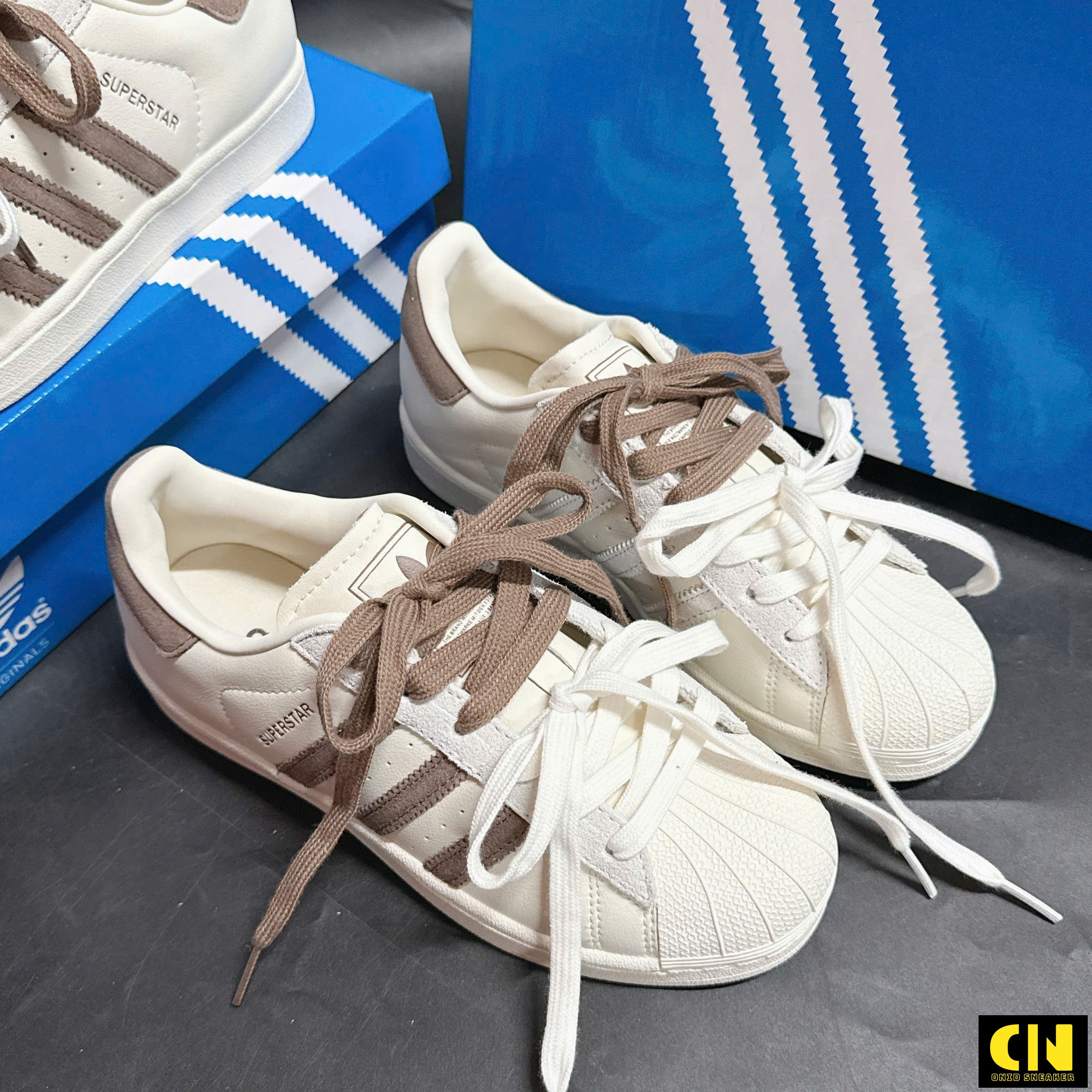 Giày Sneaker Adidas Originals Superstar Mũi Sò Cream Brown Giày Sneaker Adidas Originals Superstar Mũi Sò Cream Brown
