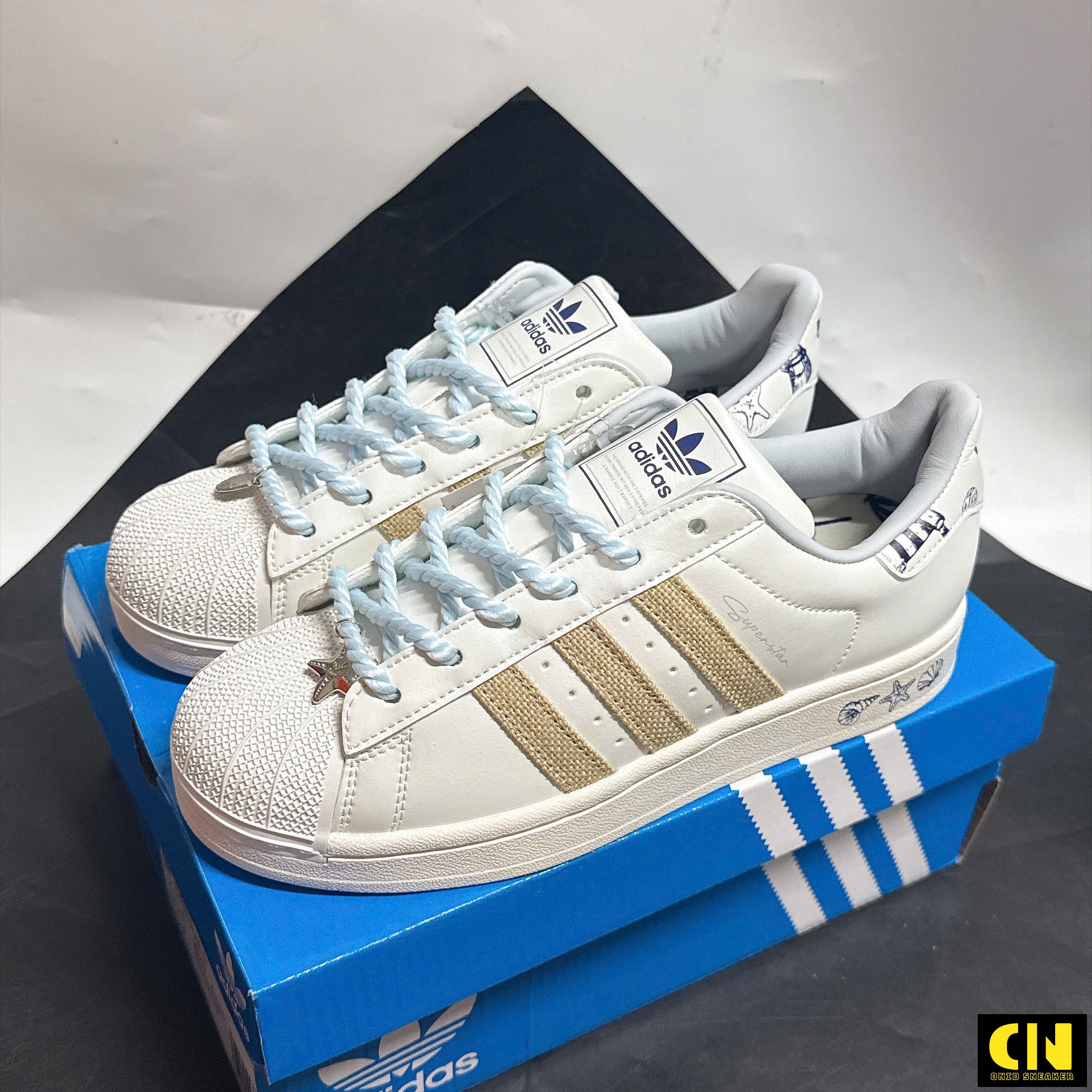 Giày Sneaker Adidas Superstar Ii Pearl White Nữ Nâu Xanh Giày Sneaker Adidas Superstar II Pearl White Nữ Nâu Xanh
